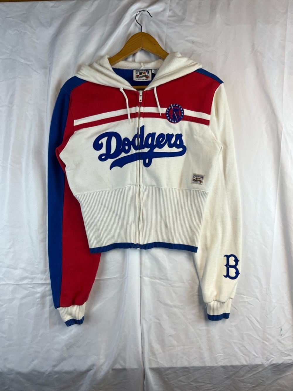 Brooklyn LA Dodgers Red White & Blue Zip Hoodie Women